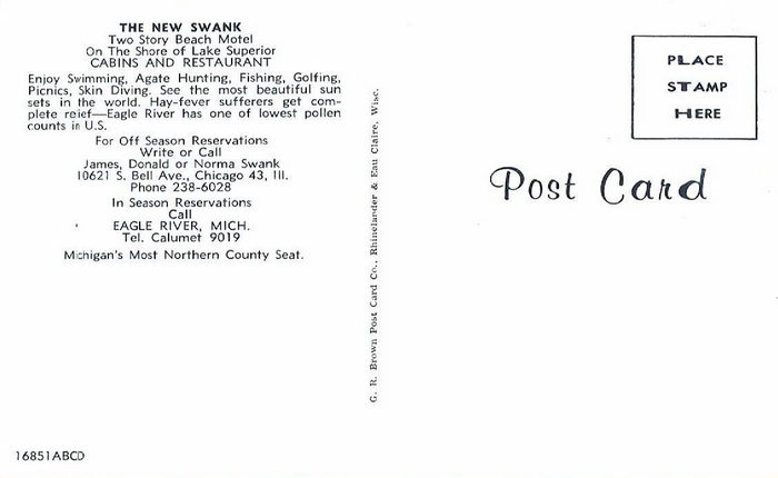 Eagle River Inn (New Swank Motel) - Old Postcard